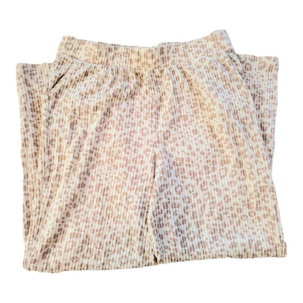 Womens XL Love fire leopard print crop top wide leg comfy winter sleepwear set - Picture 7 of 9